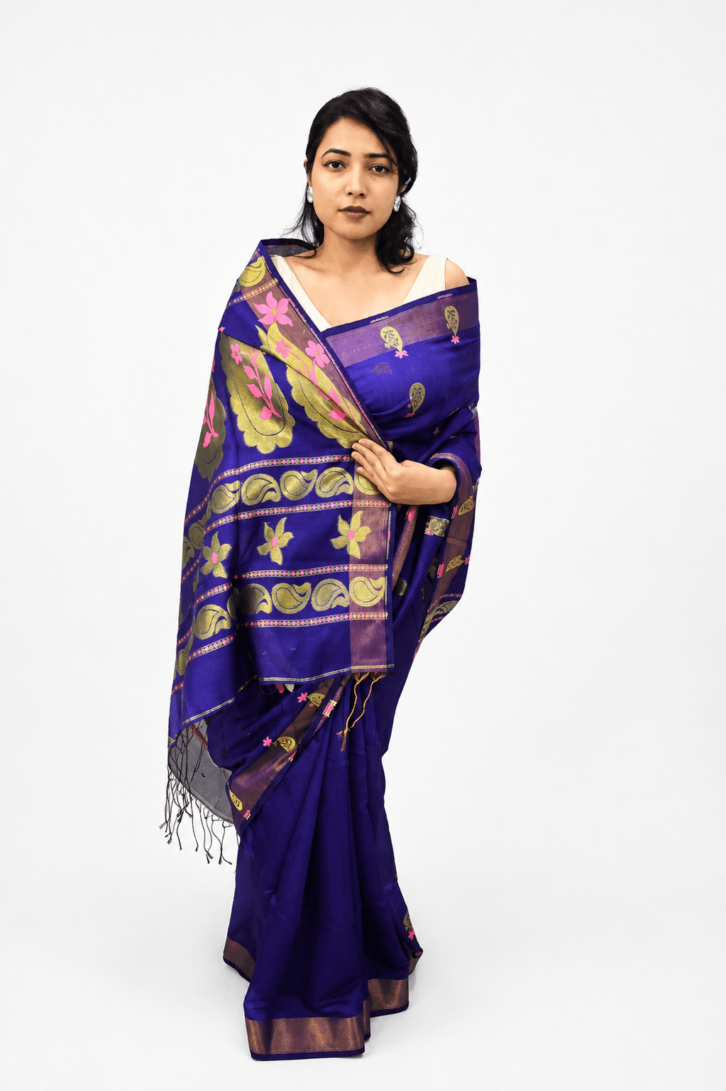 Cotton Silk Saree Navy Blue